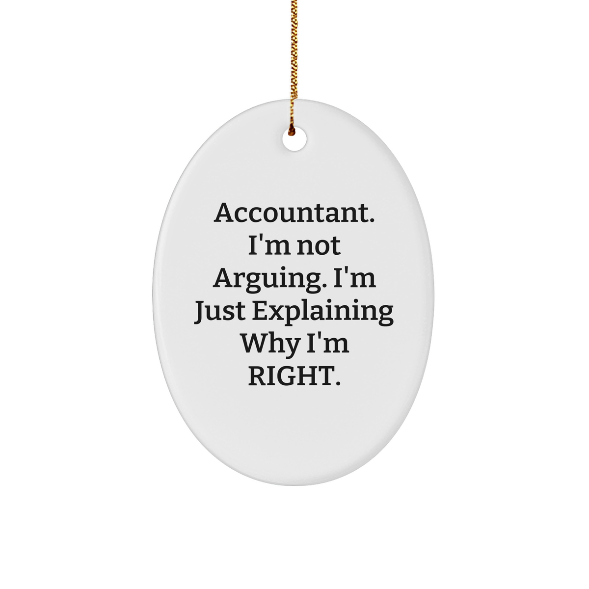 Accountant Gifts from Friends - I'm Not Arguing. I'm Just Explaining Why I'm Right. - Oval Ornament for Christmas - Image 1