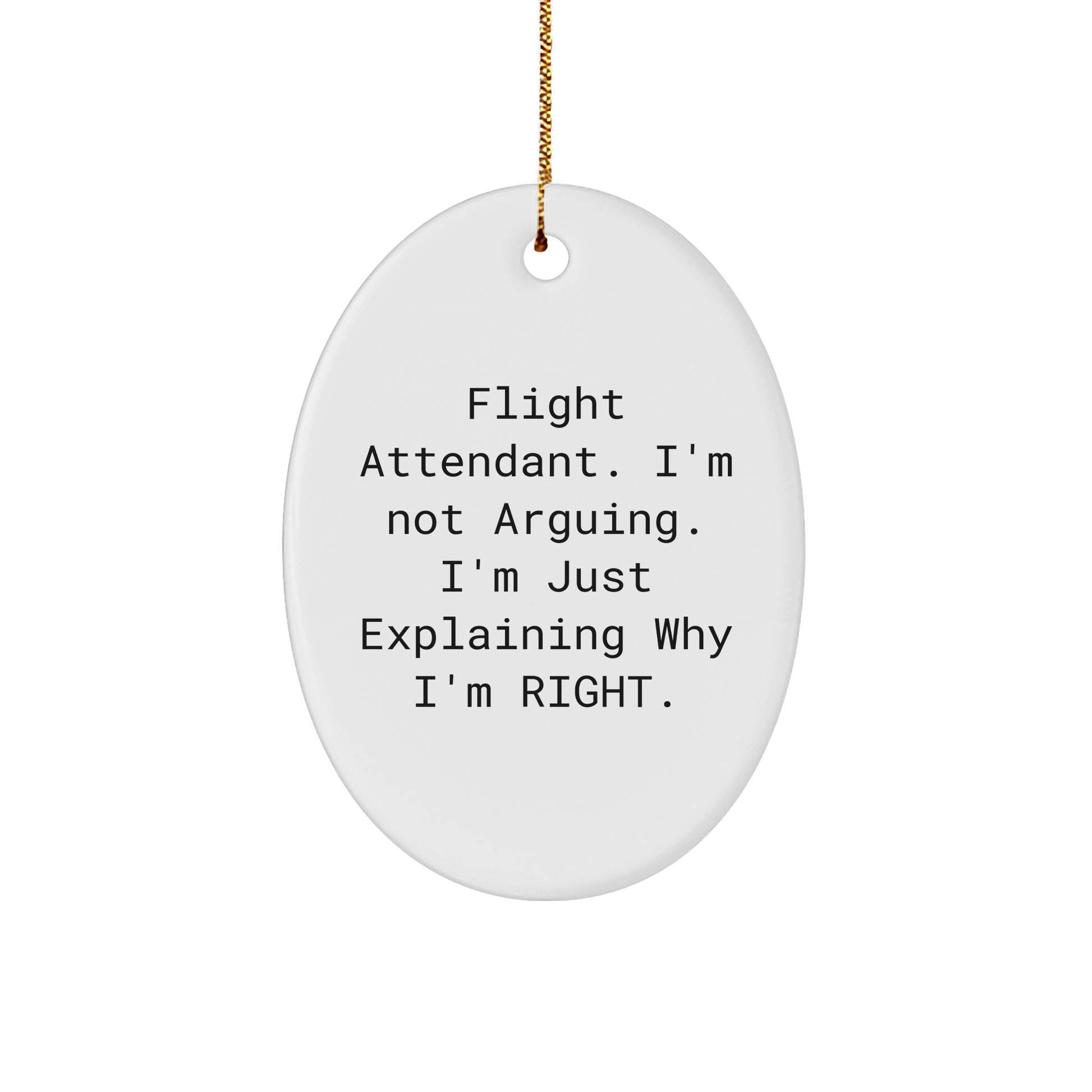 Flight Attendant, Funny Oval Ornament Gifts from Family to Friends, Christmas Memorable Present - Image 1