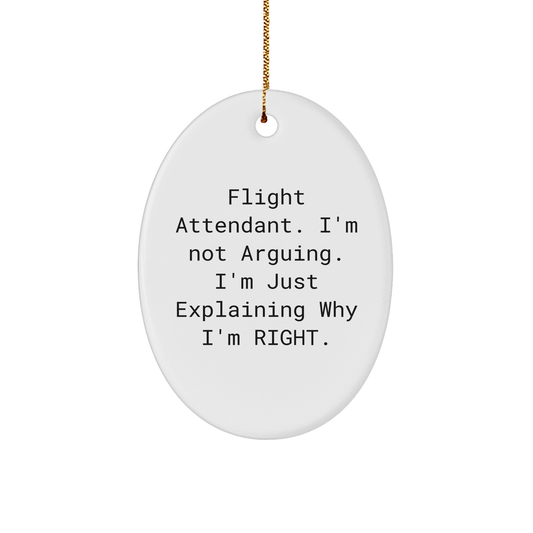 Flight Attendant, Funny Oval Ornament Gifts from Family to Friends, Christmas Memorable Present - Image 1