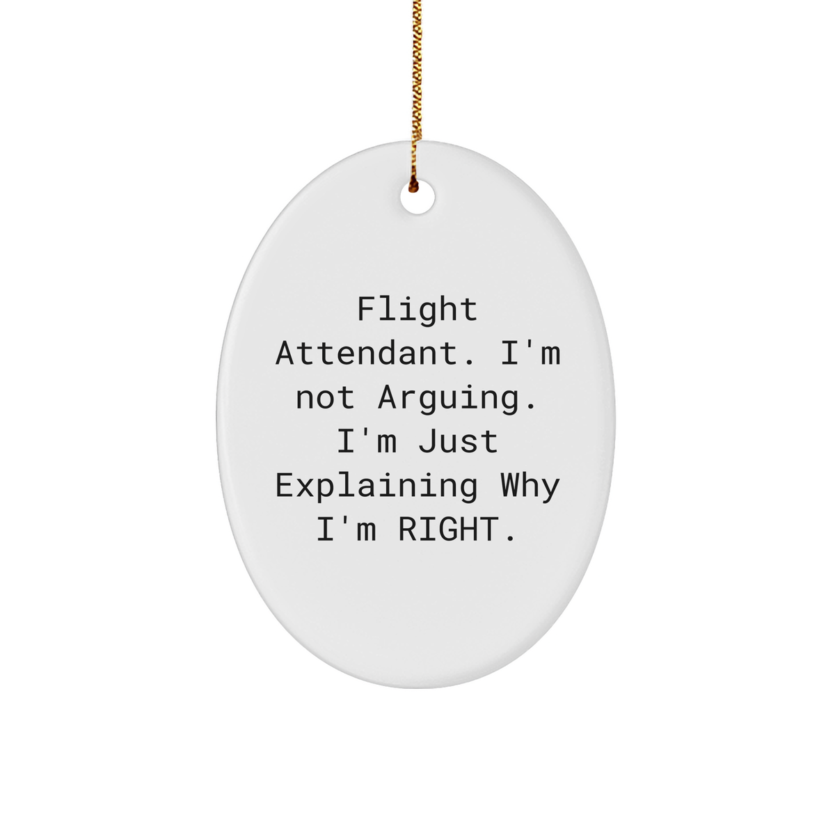 Flight Attendant, Funny Oval Ornament Gifts from Family to Friends, Christmas Memorable Present - Image 1