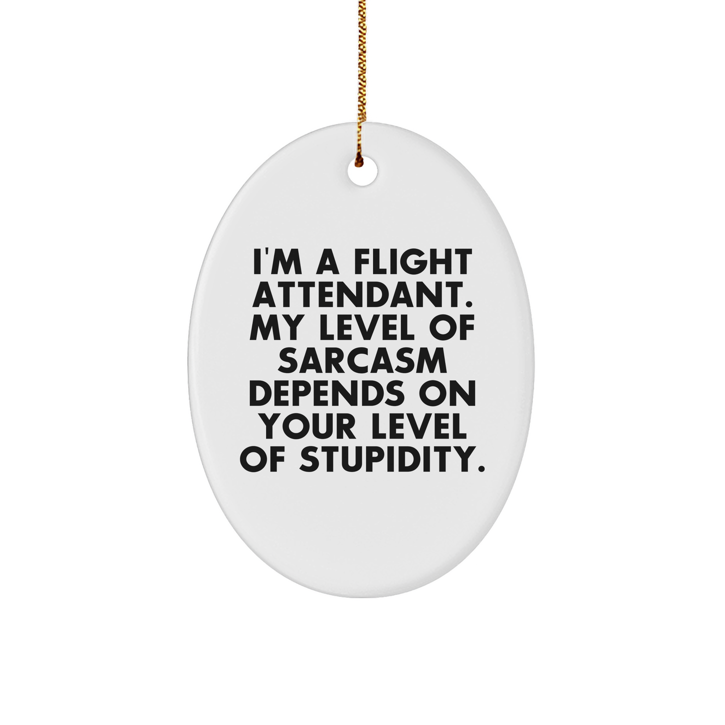 Flight Attendant Gifts from Family - Oval Ornament with Funny Sarcasm Quote - Christmas Unique Gifts - Image 1