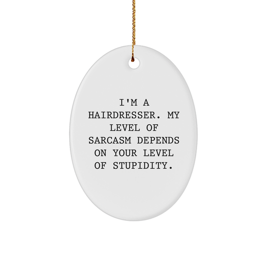 Funny Hairdresser Gifts from Friends - 'I'm a Hairdresser' Oval Ornament for Christmas - Image 1