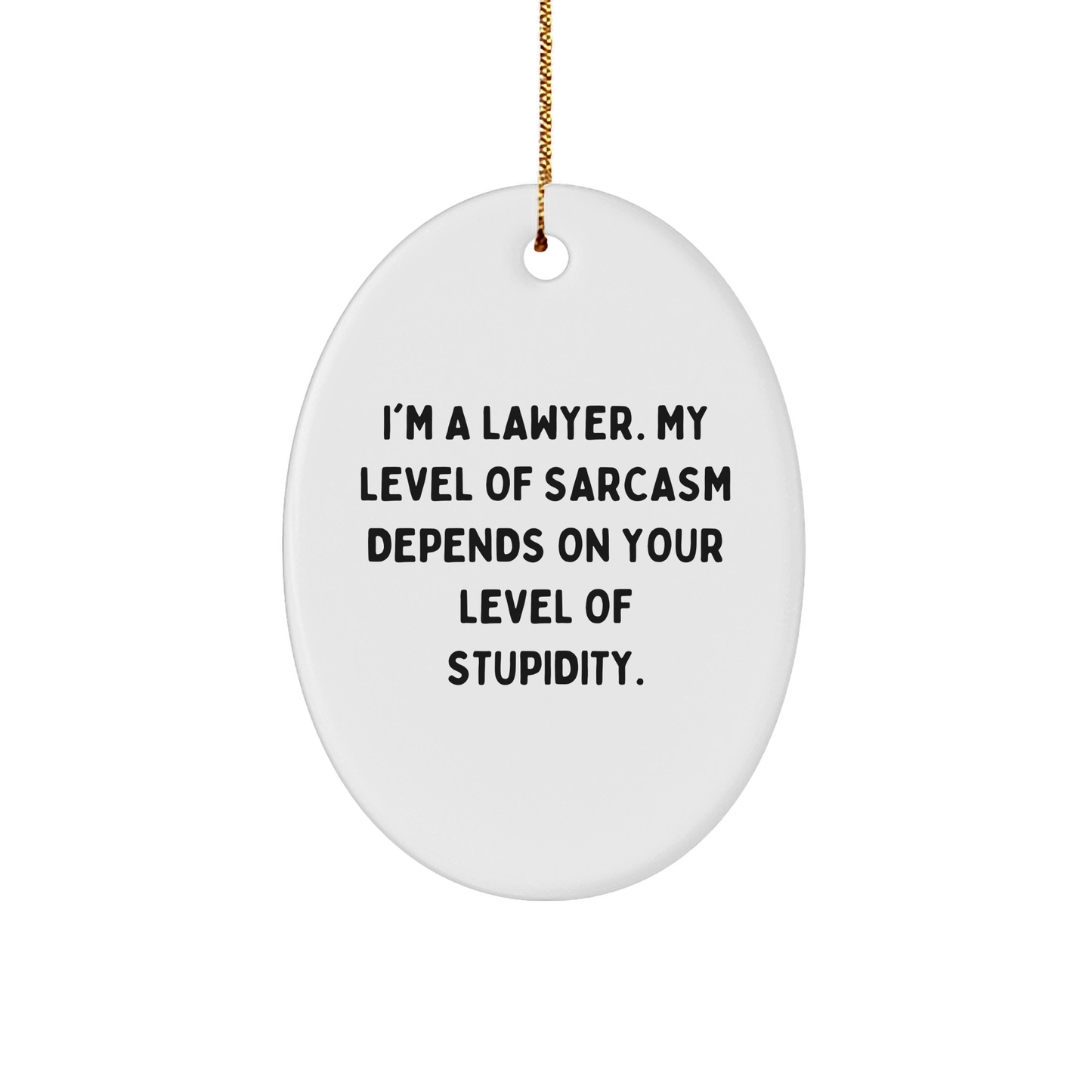 Funny Lawyer Oval Ornament Gifts from Friends to Coworkers - I'm A Lawyer. My Level Of Sarcasm Depends On Your Level Of Stupidity. - Christmas Unique Gifts - Image 1