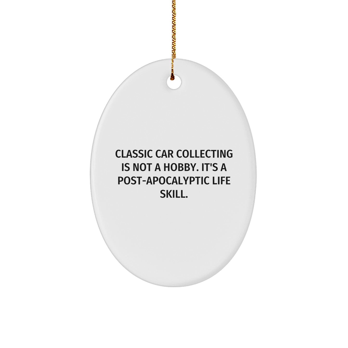 Classic Car Collecting Encouragement Oval Ornament for Him Gifts from Friends and Family at Christmas - Image 1