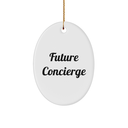 Funny Concierge Gifts for Her Christmas Oval Ornament from Friends, Cute Quote - Image 1