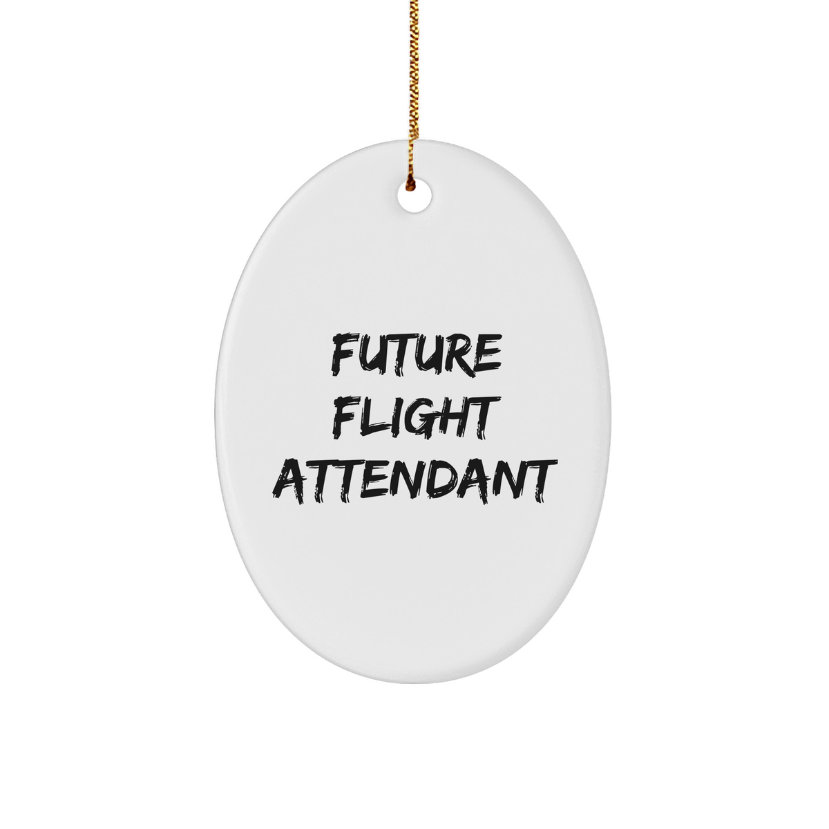 Unique Gifts from Friends for Future Flight Attendants, Funny Oval Ornament, Inspirational Quote, Flight Attendant Gifts, Christmas Unique Gifts, Oval Ornament with Quote 'Future Flight Attendant' - Image 1