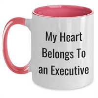 Load image into Gallery viewer, Funny Executive Gifts - 'My Heart Belongs To An Executive' Quote Two Tone Coffee Mug for Mother's Day from Family to Friends - Main
