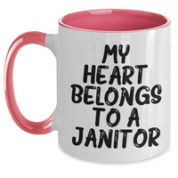 Load image into Gallery viewer, Funny Janitor Quote Two Tone Coffee Mugs, Gifts from Men for Janitors, Father's Day Unique Gifts, My Heart Belongs To A Janitor, Janitor Appreciation - Main
