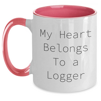 Load image into Gallery viewer, Funny Logger Gifts from Men, Gifts for Logger on Mother's Day - Two Tone Coffee Mug, My Heart Belongs To A Logger - Main
