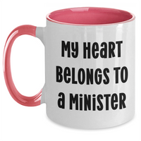 Load image into Gallery viewer, Funny Minister Gifts from Friends and Family - My Heart Belongs To A Minister Two Tone Coffee Mug, Perfect for Mother&#39;s Day - Main
