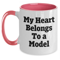 Load image into Gallery viewer, Funny Model Two Tone Coffee Mug - Gifts from Friends - 'My Heart Belongs To A Model' - Mother's Day Unique Gifts for Model Enthusiasts - Main
