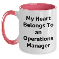 Load image into Gallery viewer, Funny Operations Manager Gifts, My Heart Belongs To An Operations Manager Two Tone Coffee Mug, Father&#39;s Day Unique Gifts from Men - Main
