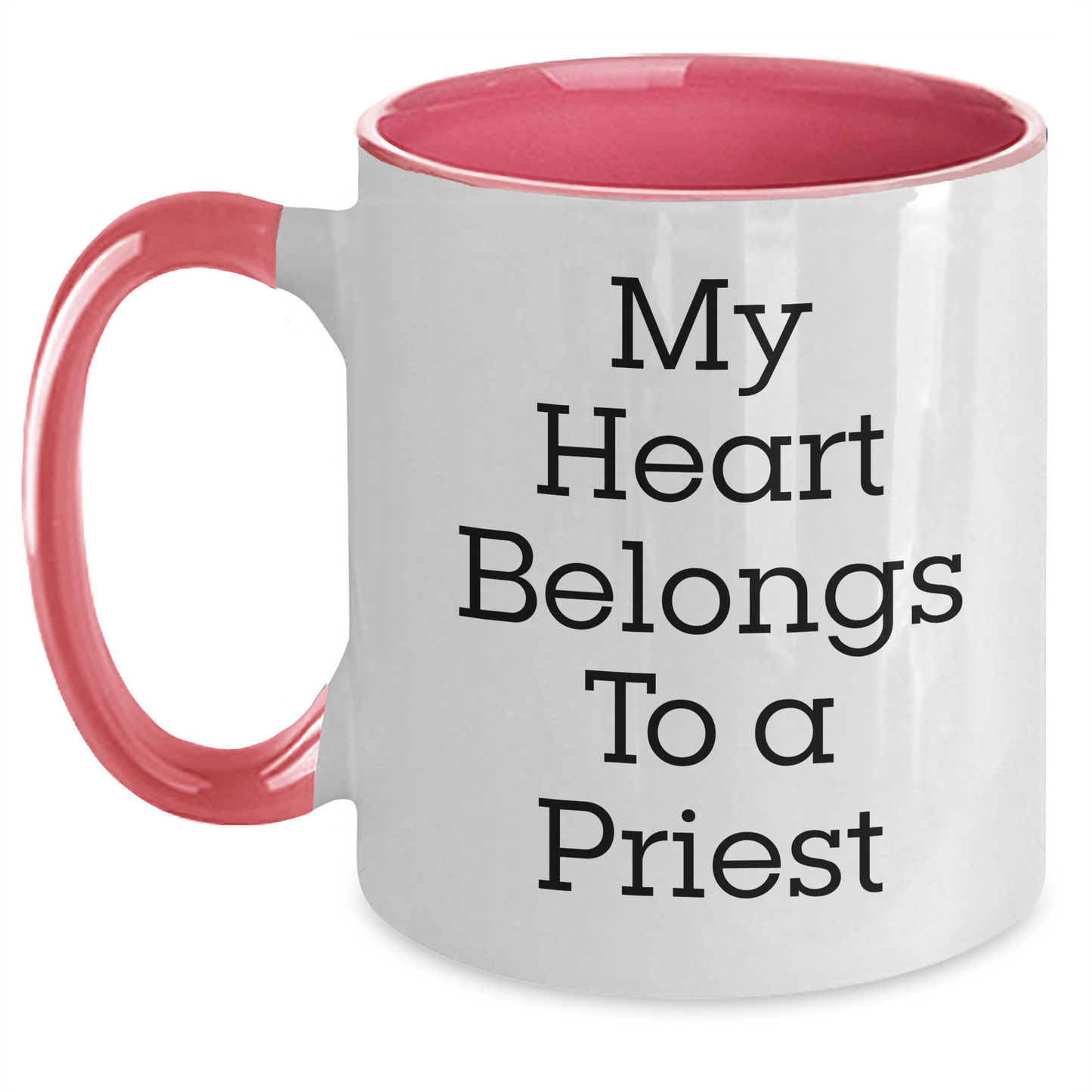 Funny Priest Gifts from Friends - My Heart Belongs To A Priest Two Tone Coffee Mug for Men, Unique Father's Day Unique Gifts - Main
