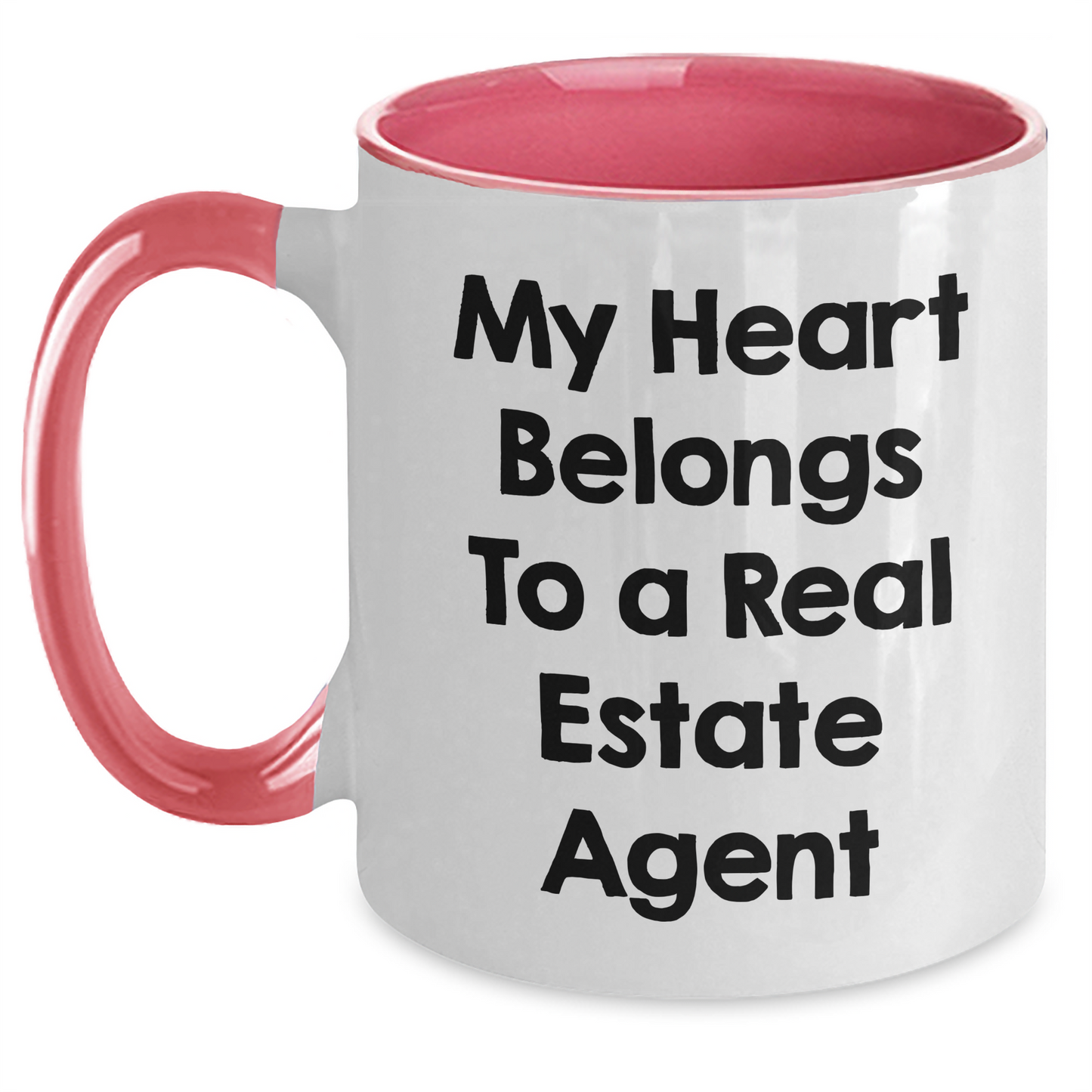 Funny Real Estate Agent Gifts, My Heart Belongs To A Real Estate Agent, Two Tone Coffee Mug, Father's Day Unique Gifts from Friends, Gifts for Real Estate Agent - Main