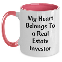 Load image into Gallery viewer, Funny Real Estate Investor Gifts, My Heart Belongs To A Real Estate Investor Two Tone Coffee Mug, Father&#39;s Day Unique Gifts for Men - Main
