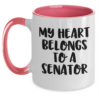 Load image into Gallery viewer, Funny Senator Gifts - &#39;My Heart Belongs To A Senator&#39; Two Tone Coffee Mug, Gifts from Men to Senator on Father&#39;s Day, 11oz Ceramic Mug - Main

