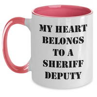 Load image into Gallery viewer, Funny Sheriff Deputy Gifts - My Heart Belongs To A Sheriff Deputy Two Tone Coffee Mug, Gifts from Family to Sheriff Deputy, Father&#39;s Day Unique Gifts - Main
