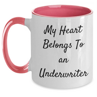 Load image into Gallery viewer, Funny Underwriter Gifts - My Heart Belongs To An Underwriter Two Tone Coffee Mug, Gifts from Men to Underwriter, Unique Father's Day Unique Gifts for Underwriter - Main
