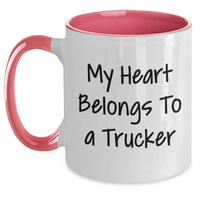 Load image into Gallery viewer, Funny Trucker Gifts for Men - My Heart Belongs To A Trucker Two Tone Coffee Mug, Father&#39;s Day Unique Gifts from Family or Friends - Main
