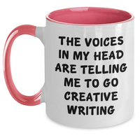 Load image into Gallery viewer, Funny Creative Writing Gifts for Men, &#39;The Voices In My Head Are Telling Me To Go Creative Writing&#39; Two Tone Coffee Mug, Father&#39;s Day Unique Gifts from Friends, Coworkers or Family - Main
