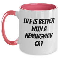 Load image into Gallery viewer, Funny Hemingway Cat Gifts for Men, Life is Better with a Hemingway Cat, Two Tone Coffee Mug for Father&#39;s Day - Main
