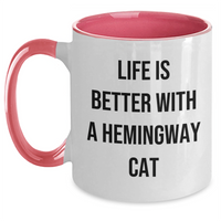 Load image into Gallery viewer, Funny Hemingway Cat Gifts for Men, Life Is Better With A Hemingway Cat Two Tone Coffee Mug, Father&#39;s Day Unique Gifts from Men to Friends - Main

