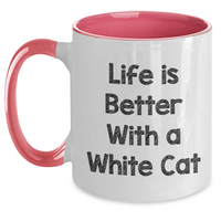 Load image into Gallery viewer, Funny White Cat Gifts for Men, Unique Two Tone Coffee Mug with Life Is Better Quote, Father&#39;s Day Unique Gifts from Family - Main
