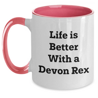Load image into Gallery viewer, Funny Devon Rex Cat Gifts for Men from Family - &#39;Life Is Better With A Devon Rex&#39; Two Tone Coffee Mug - Main
