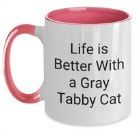 Load image into Gallery viewer, Funny Gray Tabby Cat Gifts for Men from Dad, Life is Better with Gray Tabby Cat Two Tone Coffee Mug for Father&#39;s Day - Main
