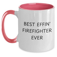 Load image into Gallery viewer, Funny Firefighter Gifts for Men - Best Effin' Firefighter Ever Two Tone Coffee Mug for Father's Day - Main
