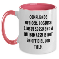 Load image into Gallery viewer, Compliance Officer Gifts from Friends, Funny Quote Two Tone Coffee Mug for Graduation, Black and White, 11oz - Main
