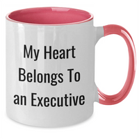Load image into Gallery viewer, Funny Executive Gifts - 'My Heart Belongs To An Executive' Quote Two Tone Coffee Mug for Mother's Day from Family to Friends - Additional
