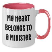 Load image into Gallery viewer, Funny Minister Gifts from Friends and Family - My Heart Belongs To A Minister Two Tone Coffee Mug, Perfect for Mother&#39;s Day - Additional
