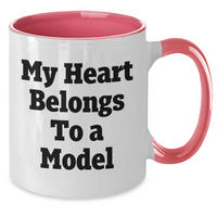Load image into Gallery viewer, Funny Model Two Tone Coffee Mug - Gifts from Friends - 'My Heart Belongs To A Model' - Mother's Day Unique Gifts for Model Enthusiasts - Additional
