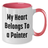 Load image into Gallery viewer, Funny Painter Gifts from Men to Men - My Heart Belongs To A Painter Two Tone Coffee Mug for Father&#39;s Day, Gifts for Painter, 11oz Ceramic, Microwave and Dishwasher Safe - Additional
