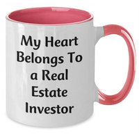 Load image into Gallery viewer, Funny Real Estate Investor Gifts, My Heart Belongs To A Real Estate Investor Two Tone Coffee Mug, Father&#39;s Day Unique Gifts for Men - Additional

