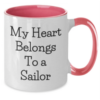 Load image into Gallery viewer, Funny Sailor Gifts from Men for Sailor&#39;s Heart Belongs To A Sailor, Two Tone Coffee Mug for Father&#39;s Day - Additional
