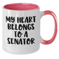 Load image into Gallery viewer, Funny Senator Gifts - &#39;My Heart Belongs To A Senator&#39; Two Tone Coffee Mug, Gifts from Men to Senator on Father&#39;s Day, 11oz Ceramic Mug - Additional
