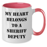 Load image into Gallery viewer, Funny Sheriff Deputy Gifts - My Heart Belongs To A Sheriff Deputy Two Tone Coffee Mug, Gifts from Family to Sheriff Deputy, Father&#39;s Day Unique Gifts - Additional
