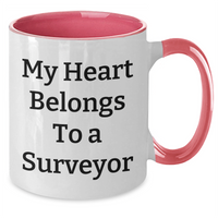 Load image into Gallery viewer, Funny Surveyor Gifts for Men, My Heart Belongs To A Surveyor Two Tone Coffee Mug, Father&#39;s Day Unique Gifts from Family - Additional
