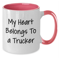 Load image into Gallery viewer, Funny Trucker Gifts for Men - My Heart Belongs To A Trucker Two Tone Coffee Mug, Father&#39;s Day Unique Gifts from Family or Friends - Additional
