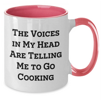 Load image into Gallery viewer, Funny Cooking Quotes, Unique Gifts for Men, Two Tone Coffee Mug, &#39;The Voices In My Head Are Telling Me To Go Cooking&#39;, Gifts from Family to Cooking Lovers on Father&#39;s Day - Additional
