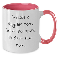 Load image into Gallery viewer, Domestic Medium Hair Cat Mom Funny Gifts from Mom to Friends, Unique Two Tone Coffee Mug for Her, I&#39;m Not a Regular Mom, I&#39;m a Domestic Medium Hair Mom, Ideal Gift for Mother&#39;s Day - Additional
