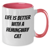 Load image into Gallery viewer, Funny Hemingway Cat Gifts for Men, Life is Better with a Hemingway Cat, Two Tone Coffee Mug for Father&#39;s Day - Additional
