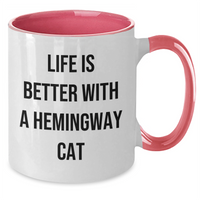Load image into Gallery viewer, Funny Hemingway Cat Gifts for Men, Life Is Better With A Hemingway Cat Two Tone Coffee Mug, Father&#39;s Day Unique Gifts from Men to Friends - Additional
