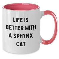 Load image into Gallery viewer, Funny Sphynx Cat Gifts for Men, Life Is Better With A Sphynx Cat Two Tone Coffee Mug, Father&#39;s Day Unique Gifts from Friends and Family - Additional
