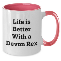 Load image into Gallery viewer, Funny Devon Rex Cat Gifts for Men from Family - &#39;Life Is Better With A Devon Rex&#39; Two Tone Coffee Mug - Additional
