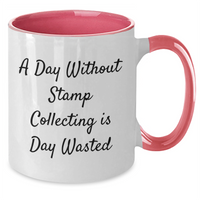 Load image into Gallery viewer, Funny Stamp Collecting Gifts for Men from Dad, Two Tone Coffee Mug with Inspirational Quote, Ideal Gifts from Family for Father&#39;s Day, Stamp Collecting Enthusiasts Will Love This Unique Gift - Additional
