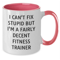 Load image into Gallery viewer, Fitness Trainer Humor Gifts from Men for Father&#39;s Day - Two Tone Coffee Mug, Funny Quote, 11oz Ceramic, Microwave &amp; Dishwasher Safe - Additional
