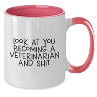Load image into Gallery viewer, Funny Veterinarian Gifts for Men - Two Tone Coffee Mug &#39;Look At You Becoming A Veterinarian And Shit&#39; from Family, Unique Father&#39;s Day Unique Gifts - Additional
